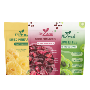 Fitmealz Dried Fruits Combo Pack | 600 gm | Pack of 3| Dried Kiwi 200 gm | Dried Cranberry 200 gm | Dried Pineapple 200 gm | Dried Fruits Mix